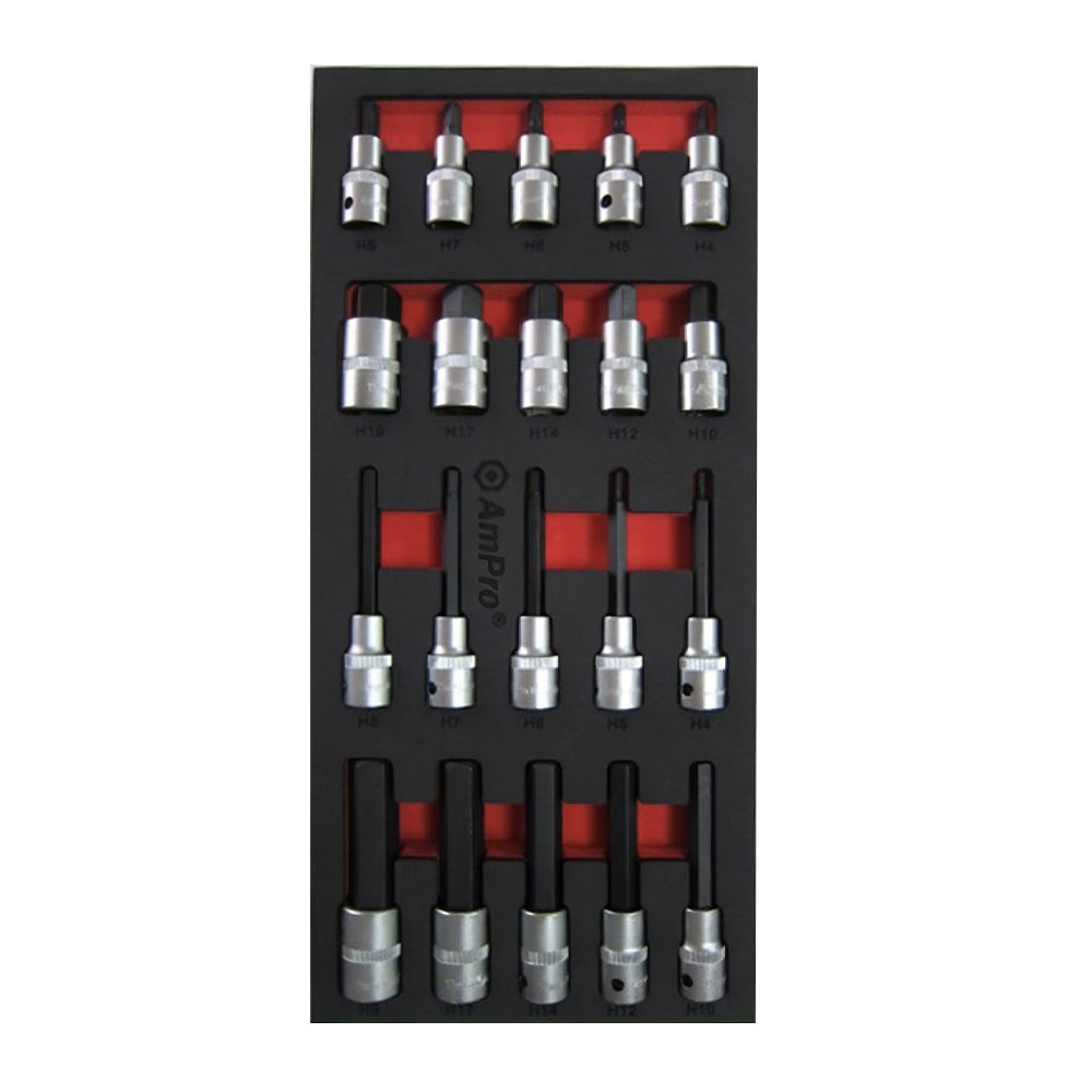 20pc Ampro 1/2" Drive Hex Bit Sockets Tool Set TS43217