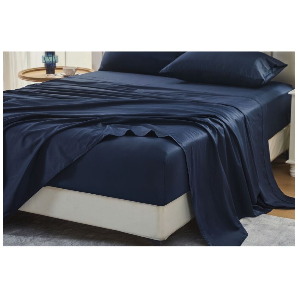 Grosvenor House 500TC Egyptian Cotton Flat Bed Sheet Only Navy