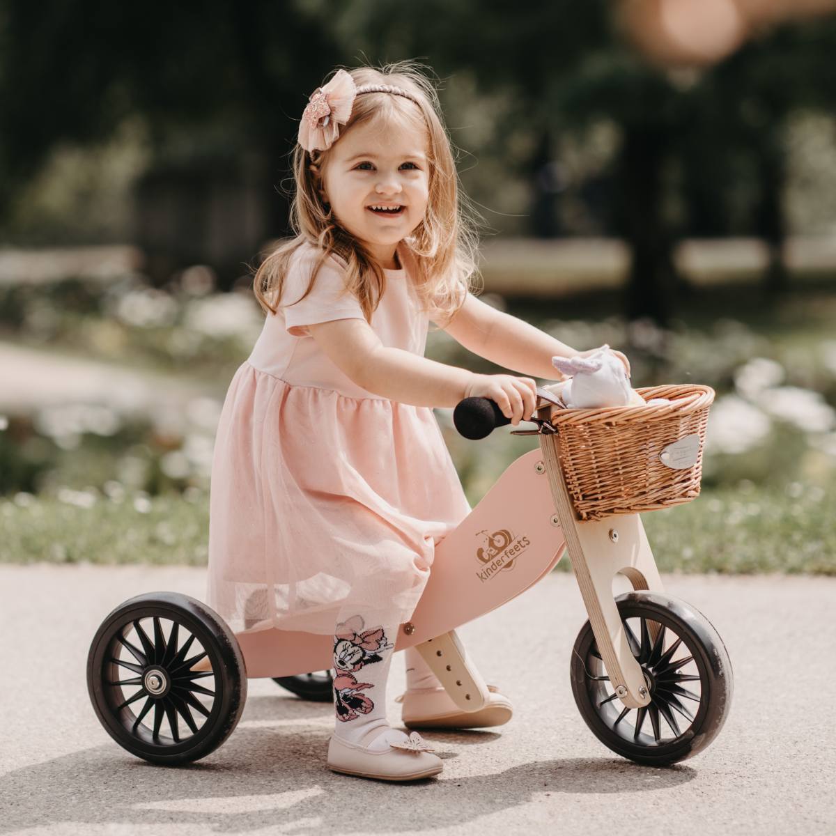 Kinderfeets 72cm Wood Tiny Tot Plus Kids Ride-On Toy Rose 18m+