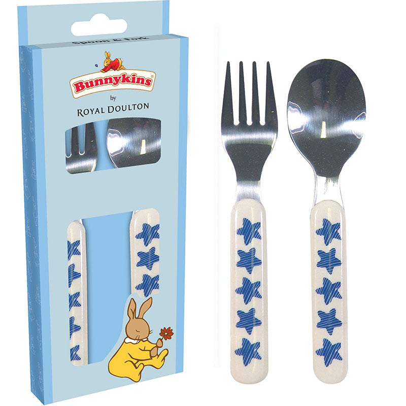 2PK 2pc Bunnykins Spoon & Fork Set 18m+ Shining Stars - Blue