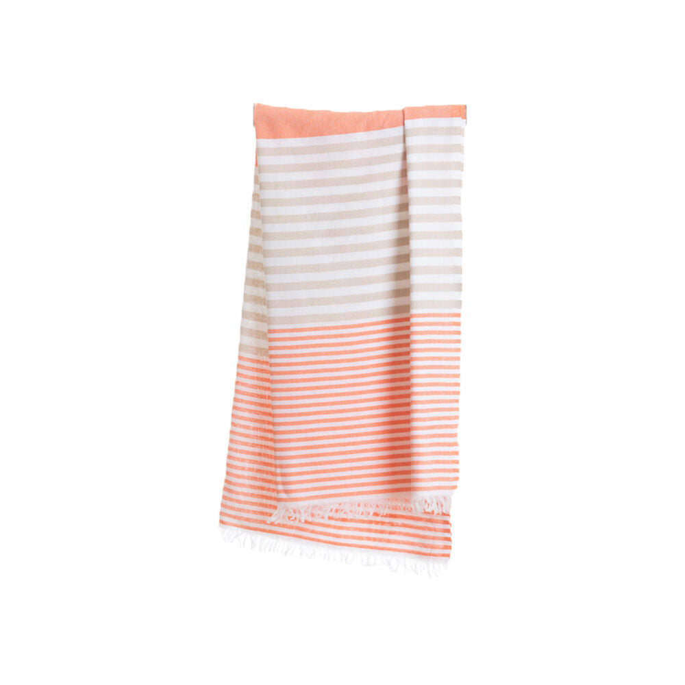Towel To Go 100% Turkish Cotton Bali Hammam Beach Towel 180x100cm Orange/Beige