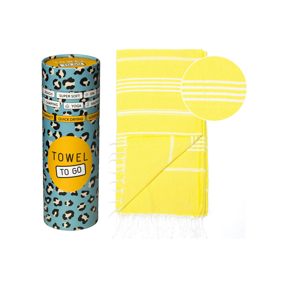 Towel To Go 100% Turkish Cotton Ipanema Hammam Beach Towel 180x100cm Yellow