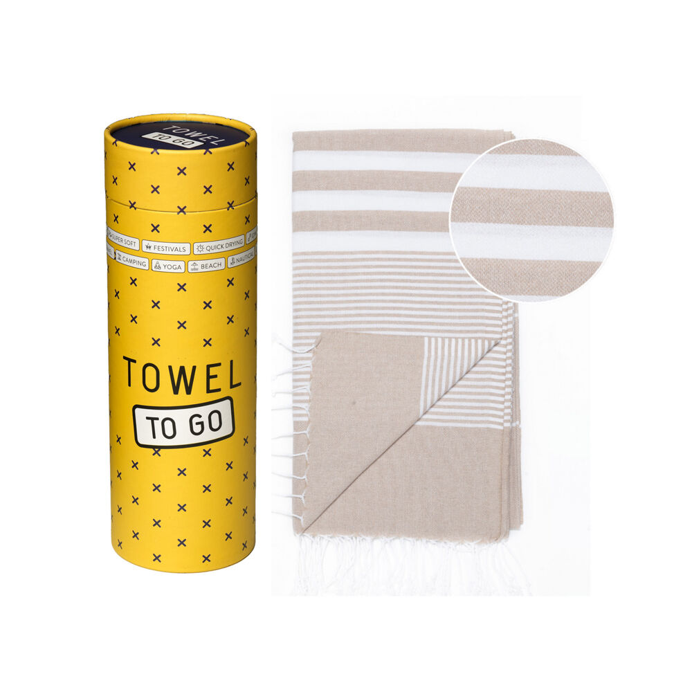 Towel To Go 100% Turkish Cotton Malibu Hammam Beach Towel 180x100cm Beige