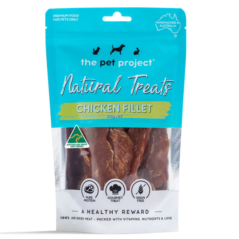 2pc The Pet Project Natural Dog/Pet Treats Chicken Fillet/Beef Jerky
