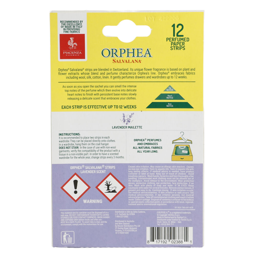 6x 12pc Orphea Clothes Protector Lavender Scented Strips Drawers/Closets