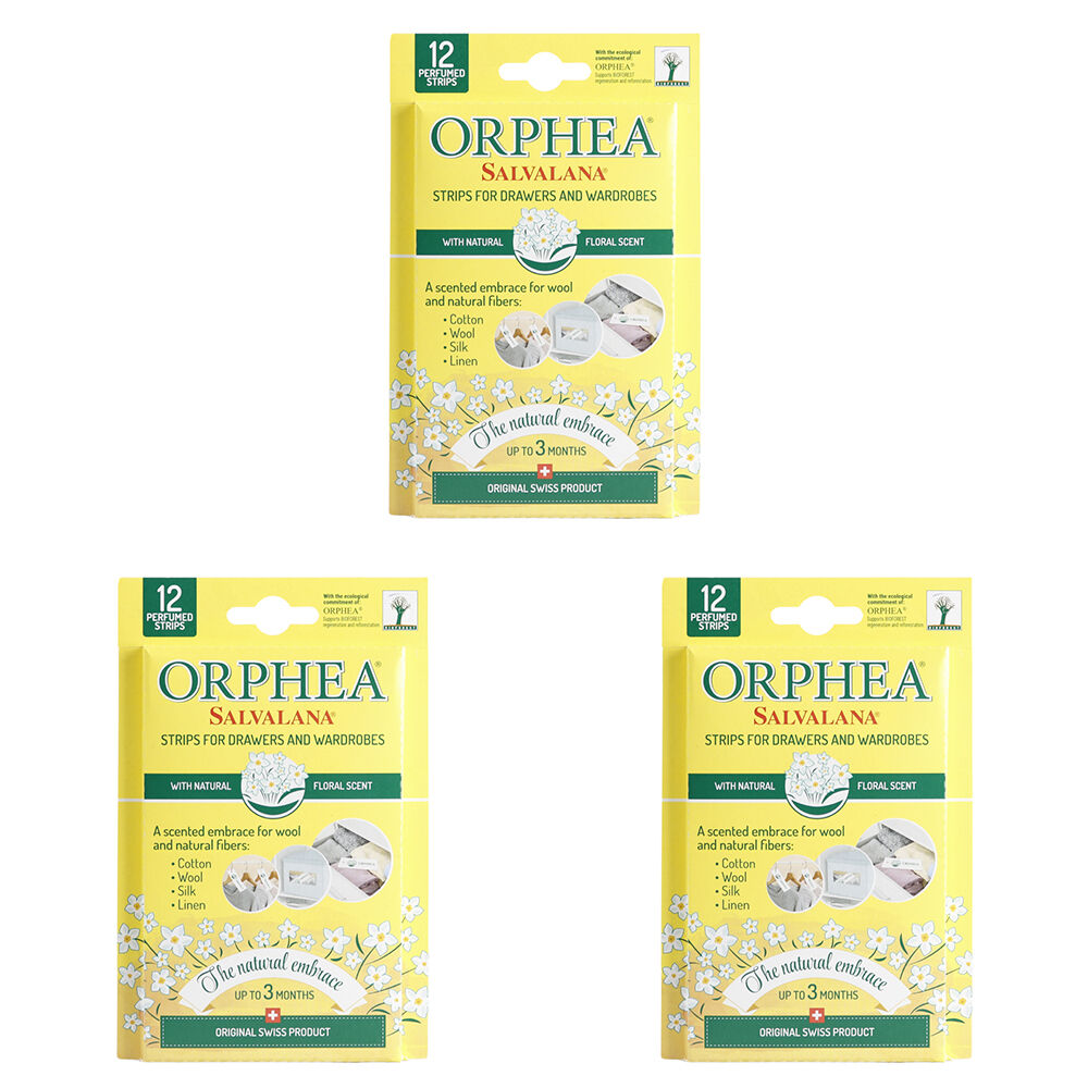 3x 12pc Orphea Clothes Protector Natural Flower Scented Strips Drawers/Closets