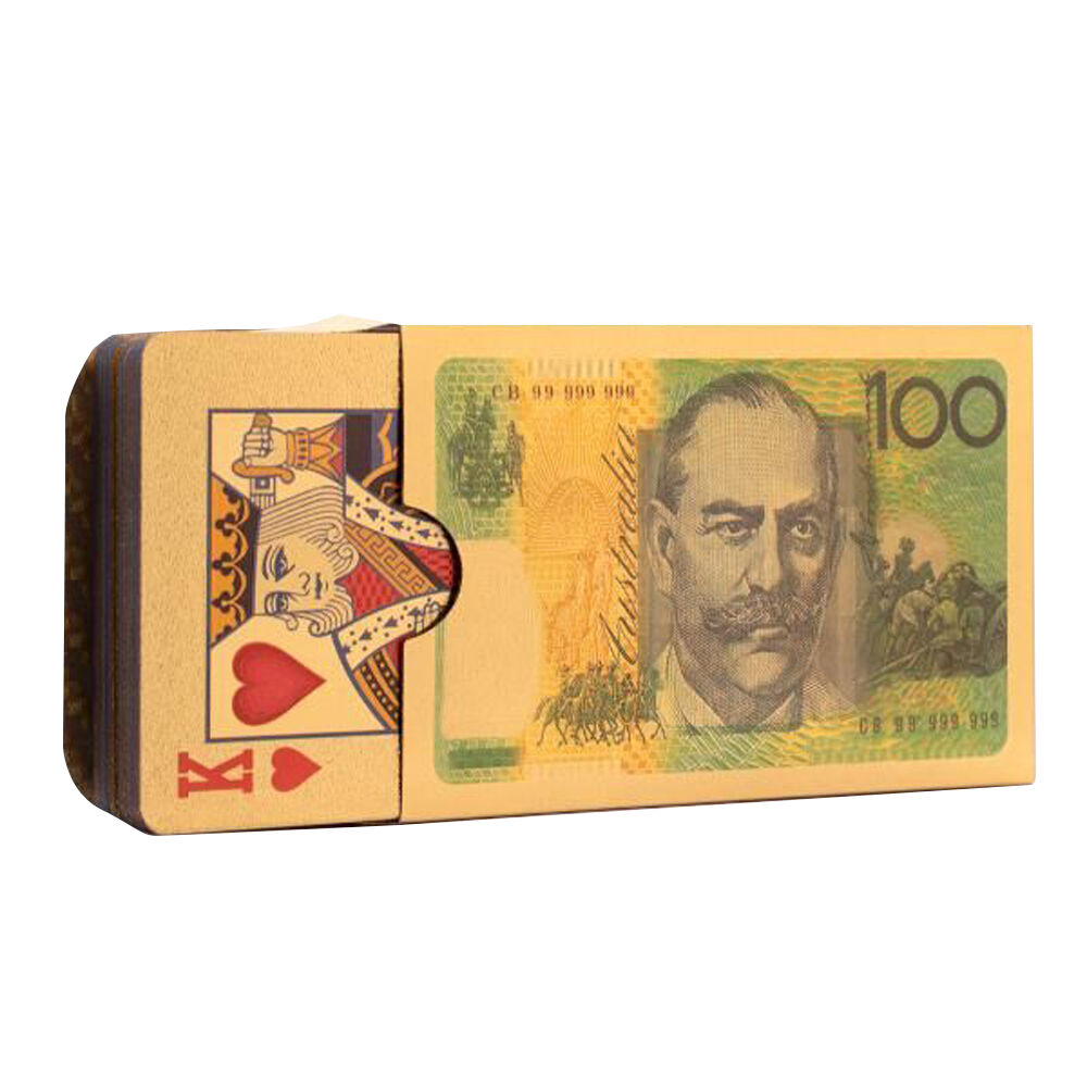 4x 54pc AU Dollars 24K Gold Plated Poker Playing Cards Tabletop Deck Game