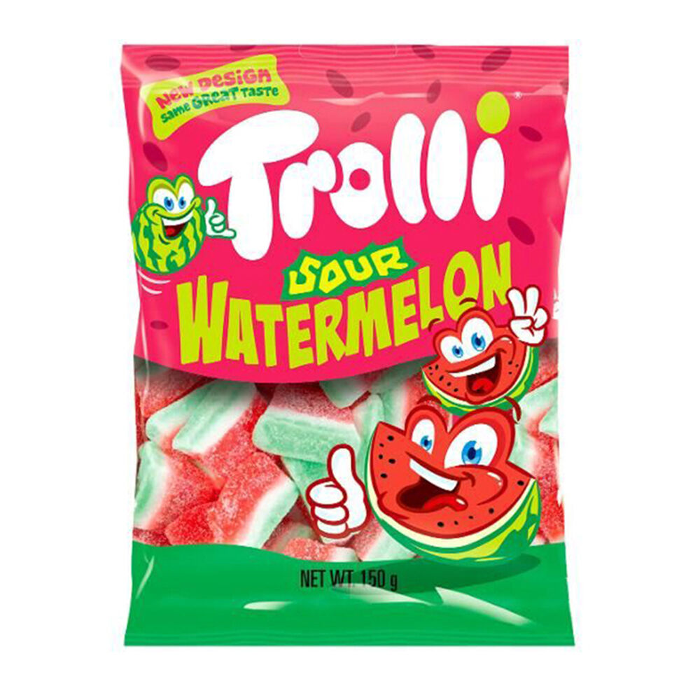 10PK Trolli Chewy Watermelon Flavoured Sweet and Sour Soft Lolly Slices 150g