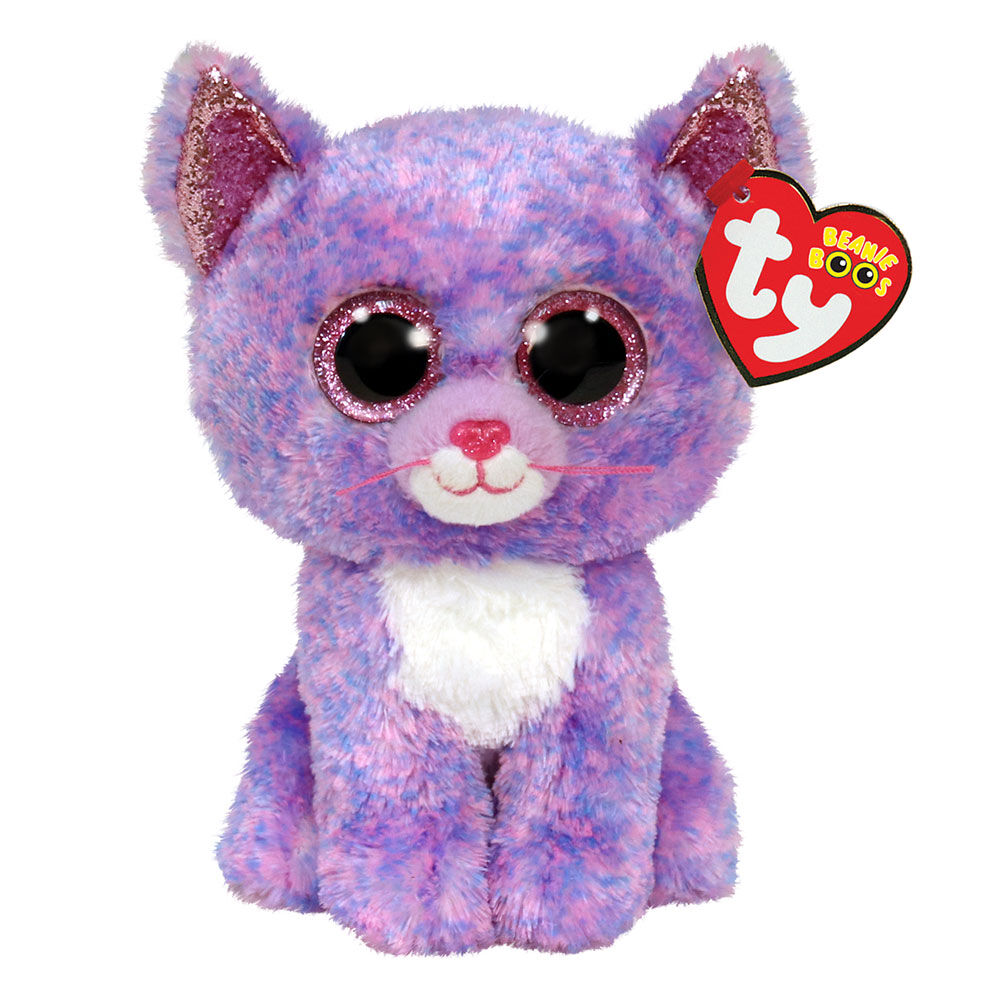 2PK Ty Beanie Boos Cassidy Lavender Cat Plush Toy 15.5cm Regular 3y+