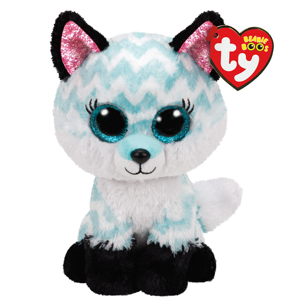 2PK Ty Beanie Boos Atlas Aqua Chevron Fox Plush Toy 15.5cm Regular 3y+