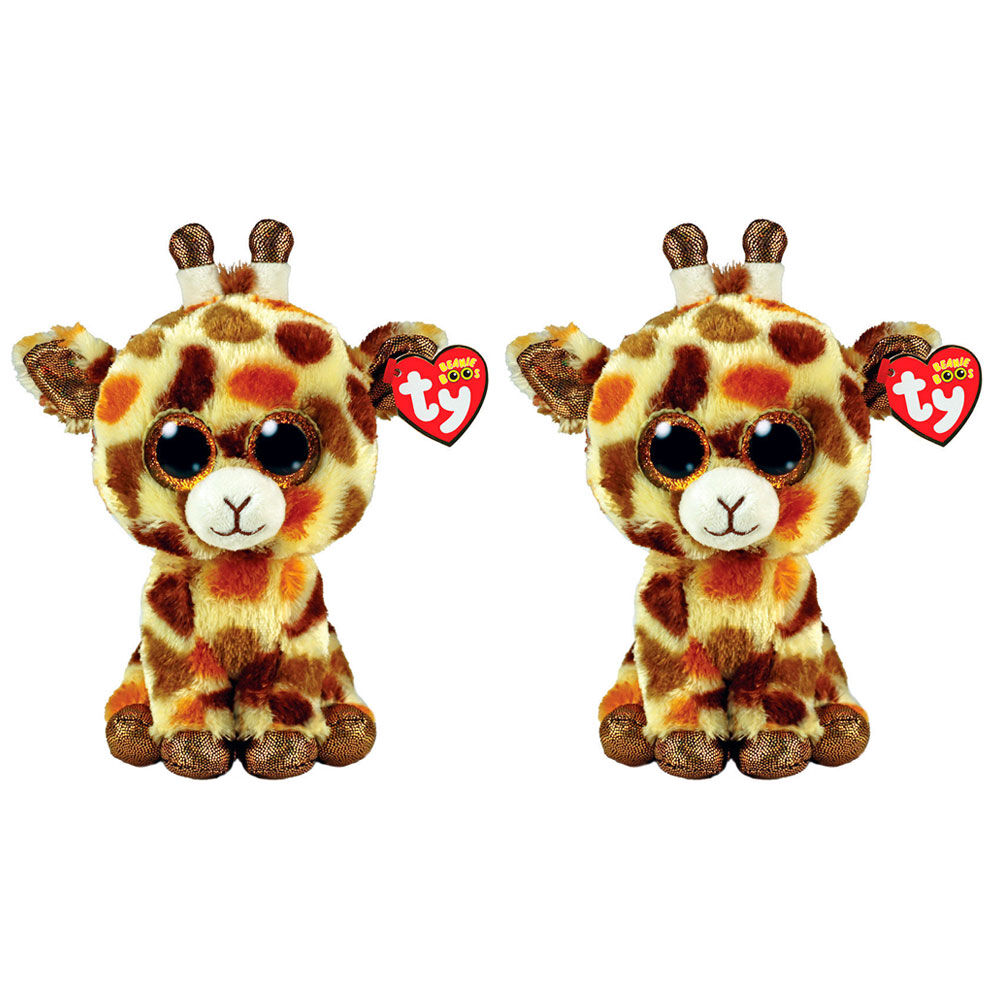 2PK Ty Beanie Boos Stilts Tan Giraffe Plush Toy 15.5cm Regular 3y+