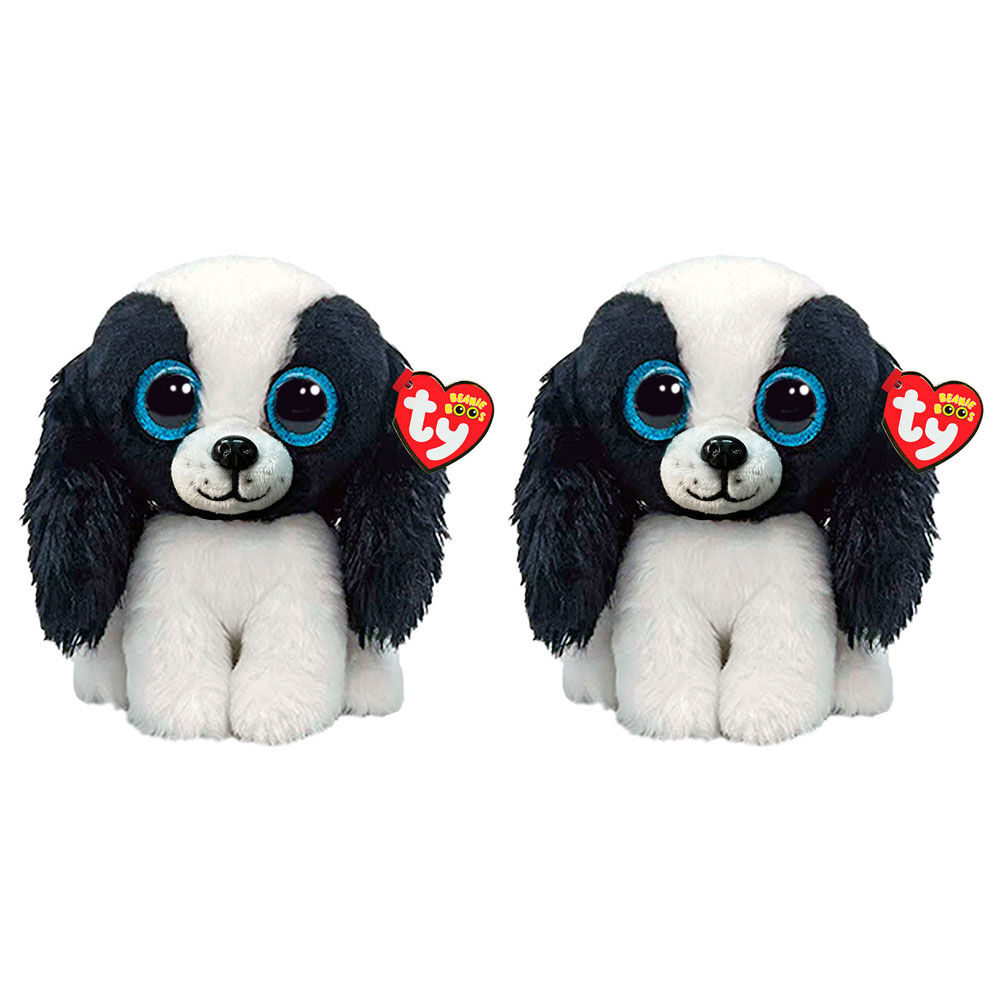 2PK Ty Beanie Boos Sissy Black/White Dog Plush Toy 15.5cm Regular 3y+