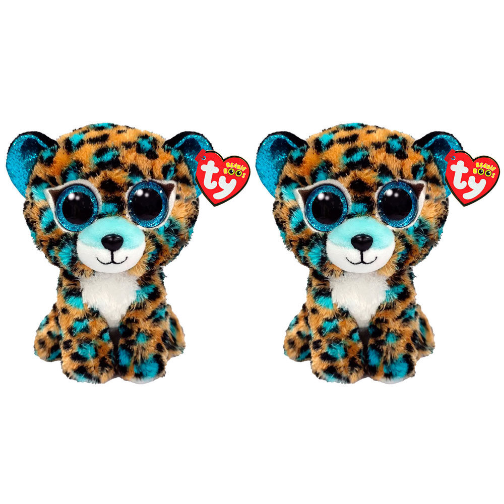 2PK Ty Beanie Boos Cobalt Blue Leopard Plush Toy 15.5cm Regular 3y+