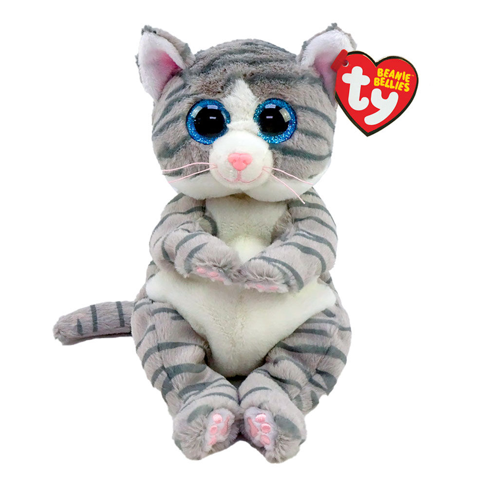 2PK Ty Beanie Bellies Mitzi Grey Tabby Cat Plush Toy 20cm Regular 3y+