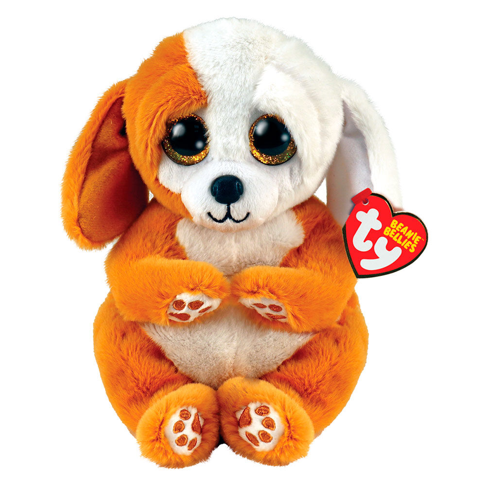 Ty Beanie Bellies Ruggles Brown/White Dog Plush Toy 20cm Regular 3y+