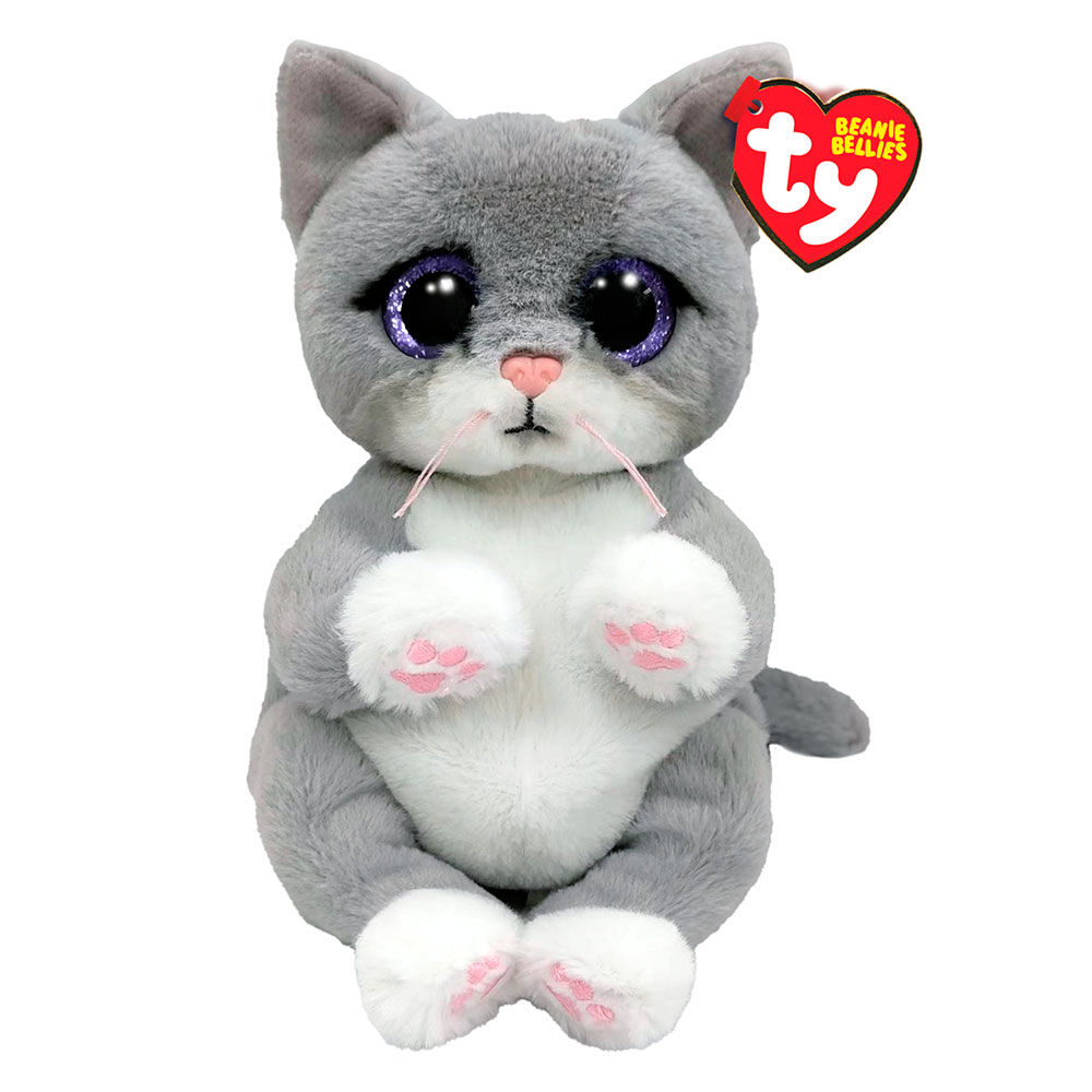 2PK Ty Beanie Bellies Morgan Grey Cat Plush Toy 20cm Regular 3y+