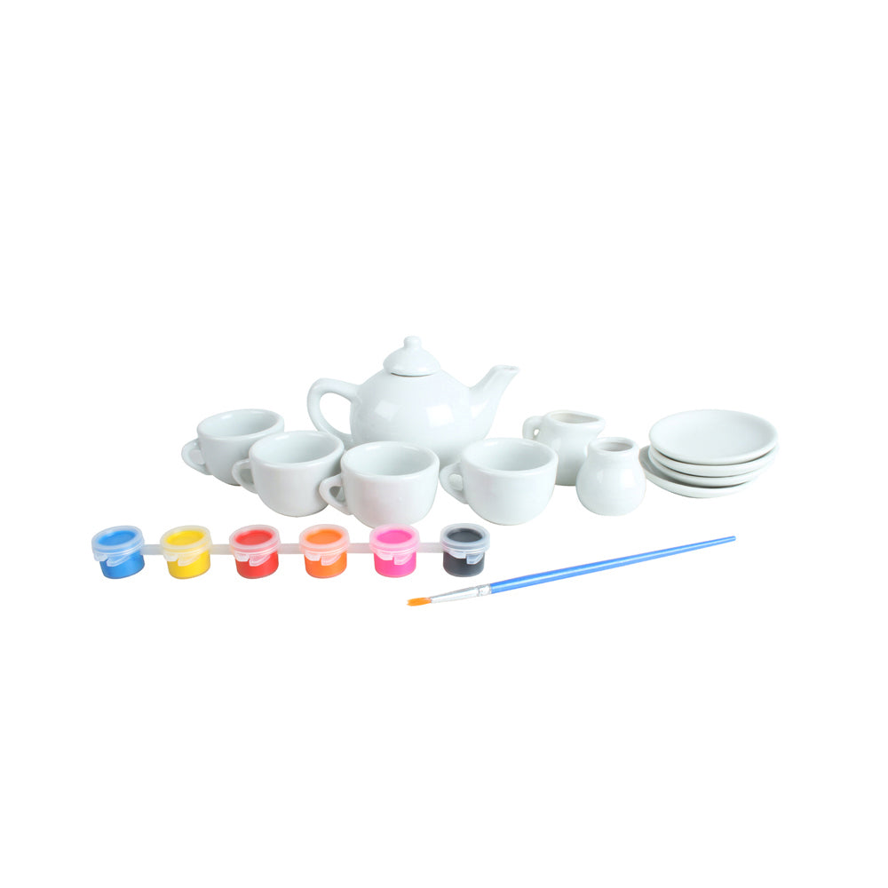 14pc Toys For Fun Large 29x23cm DIY Painted Ceramic Tea Set