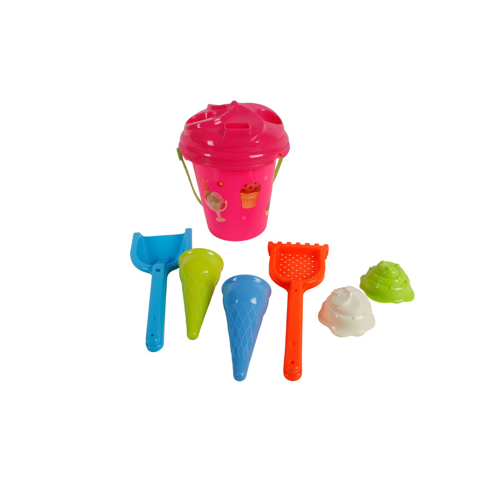 2x 6pc Toylife 19cm Ice Cream Beach Bucket w/ Kids Outdoor Toy Assorted