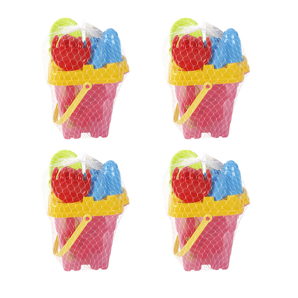 4x 8pc Razoo Kids and Childrens Beach Sand Bucket Set 20x18x20cm Assorted