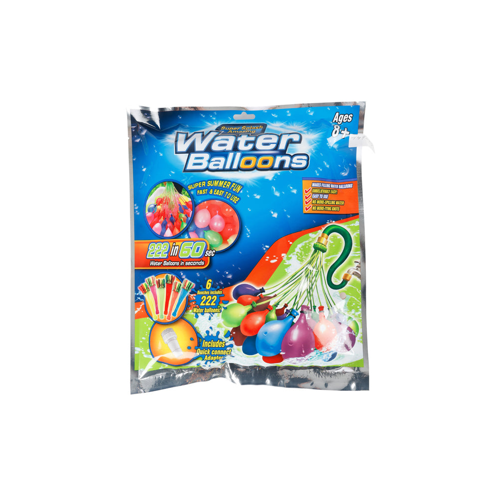 2x 222Pce Razoo Water Balloons In Bunch With Connector Assorted Colours 32x36cm 8y+ 8+
