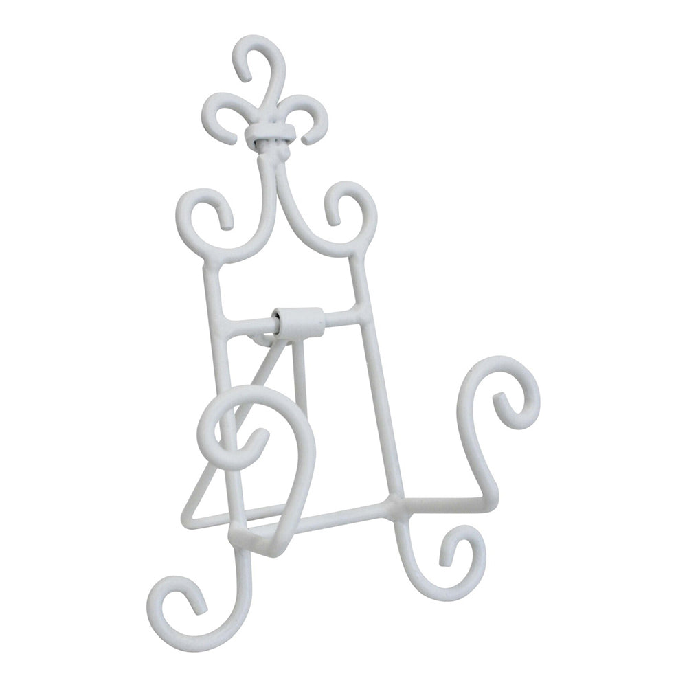 4PK LVD Curlz Metal 9x15cm Plate Stand Small - Rustic White