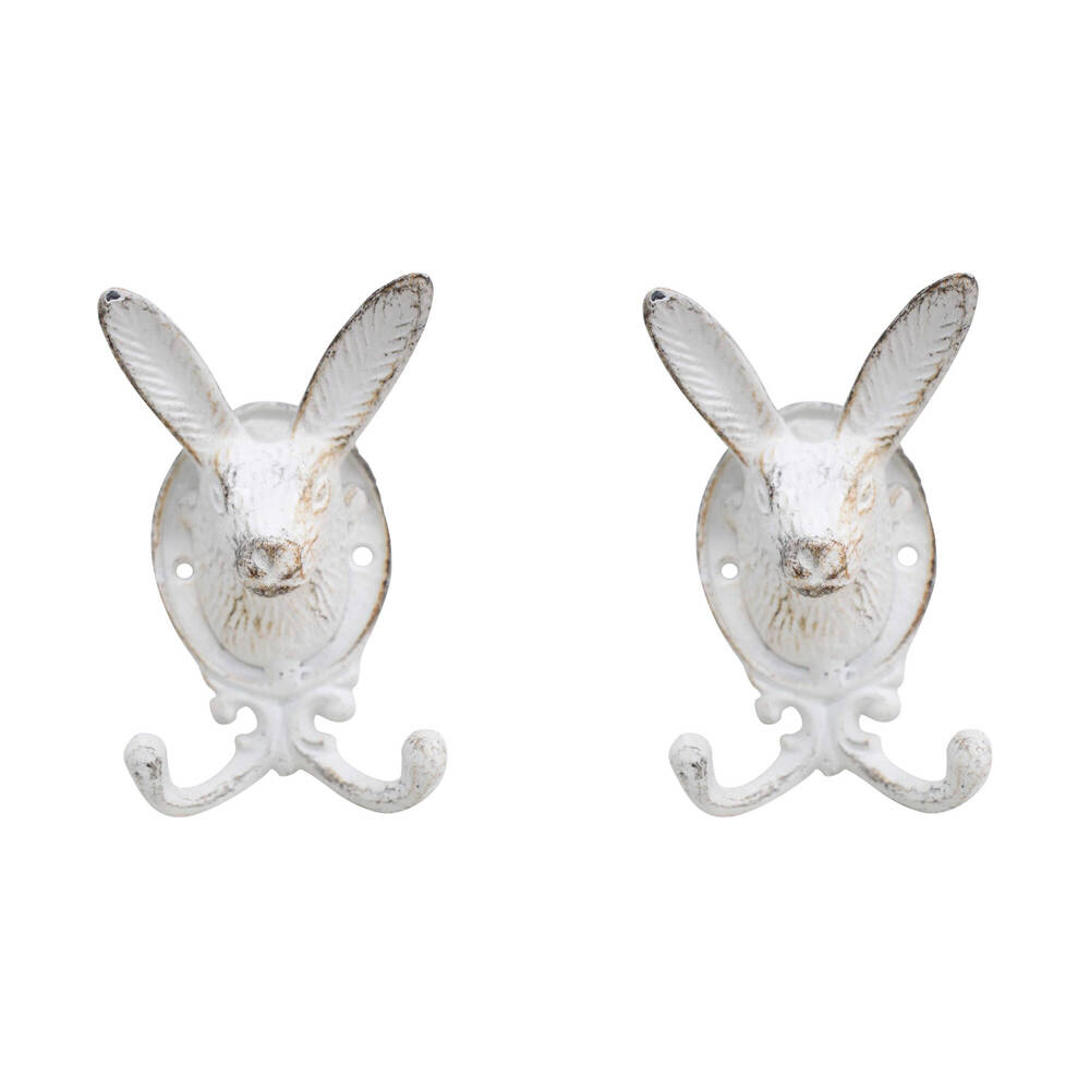 2PK LVD Rabbit Hook/Hanger Wall Mounted 8.5x14cm - White