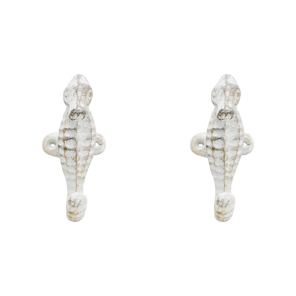 2PK LVD Seahorse Hook/Hanger Wall Mounted Home/Room Decor 5.5x12.5cm - White