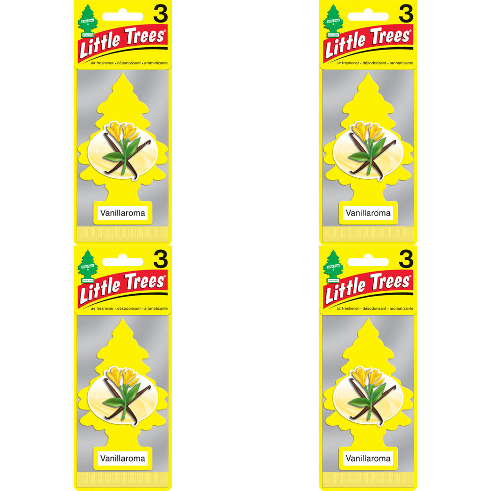 4PK Little Tree 3 Pack Vanillaroma Car Air Freshener Long-Lasting Scent 12x4cm