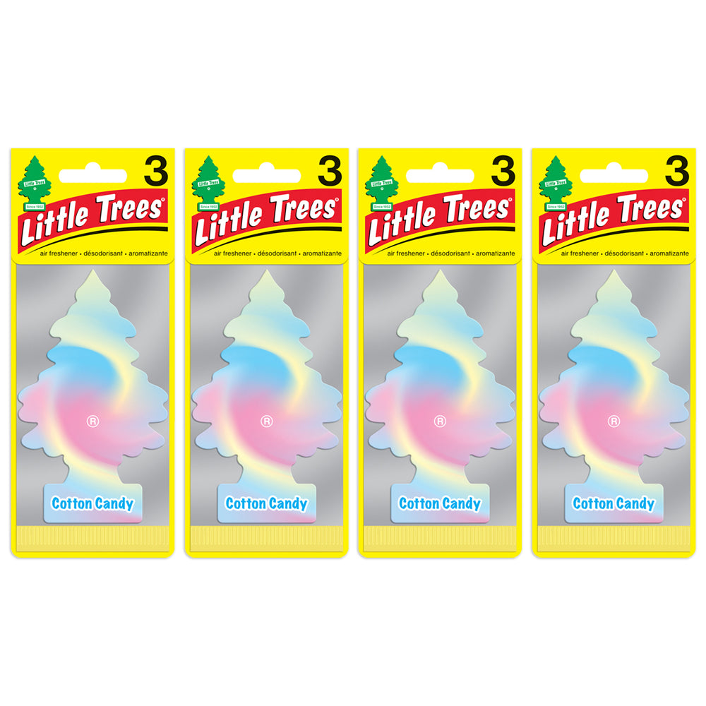 4PK Little Tree 3 Pack Cotton Candy Car Air Freshener Long-Lasting Scent 12x4cm