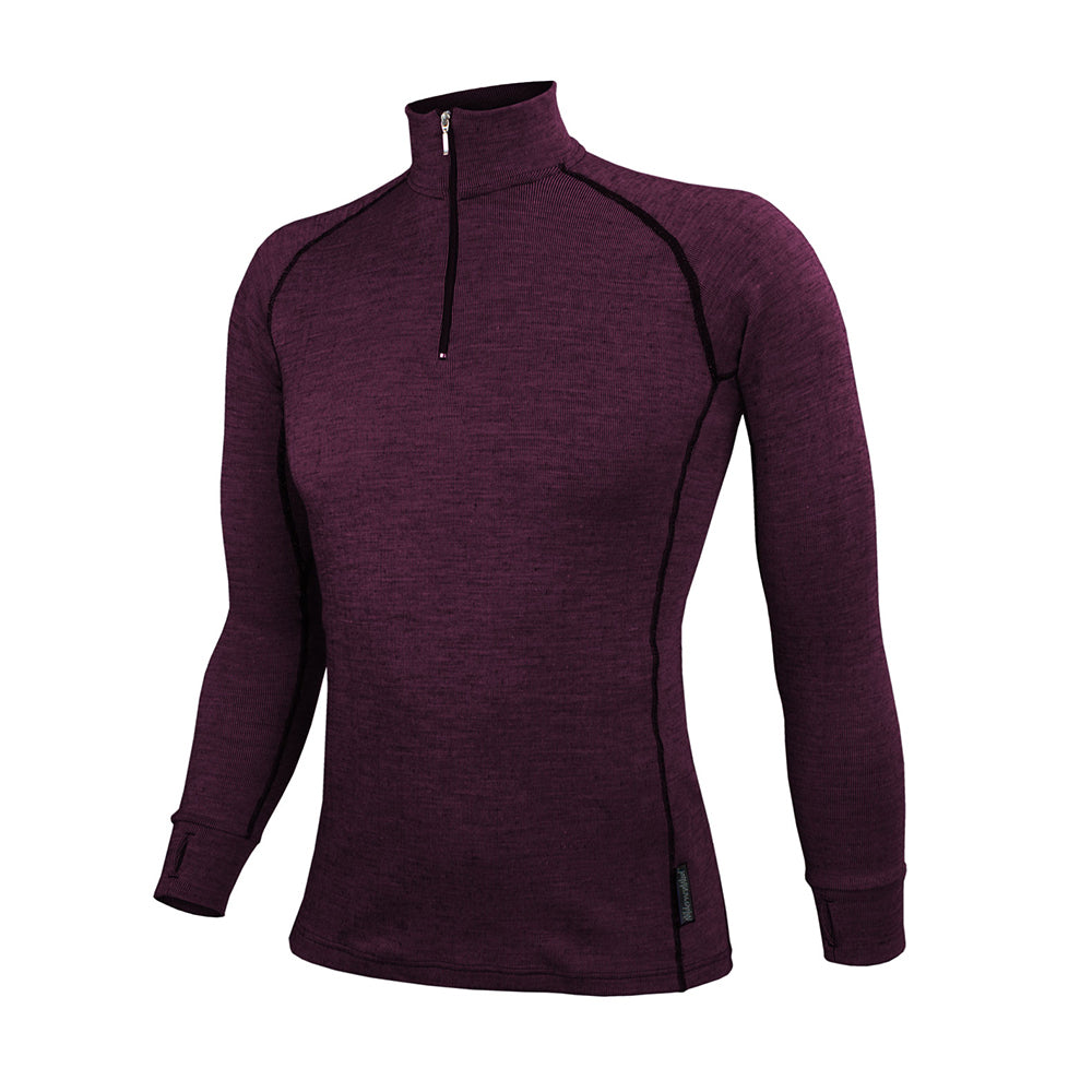 Wilderness Mens Long Sleeve Zip Neck Top Size S Base Layer Thermal Merlot