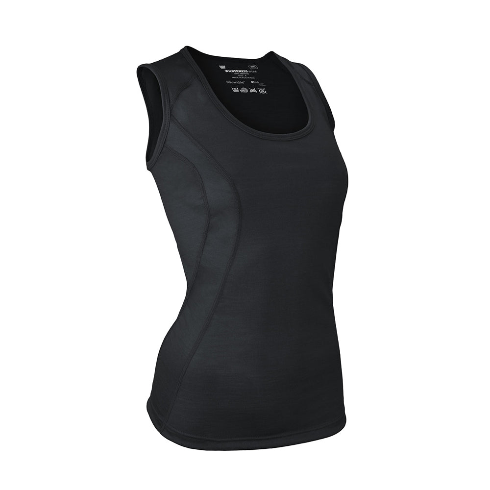 Wilderness Womens Singlet Size 12 Thermal Activewear Black