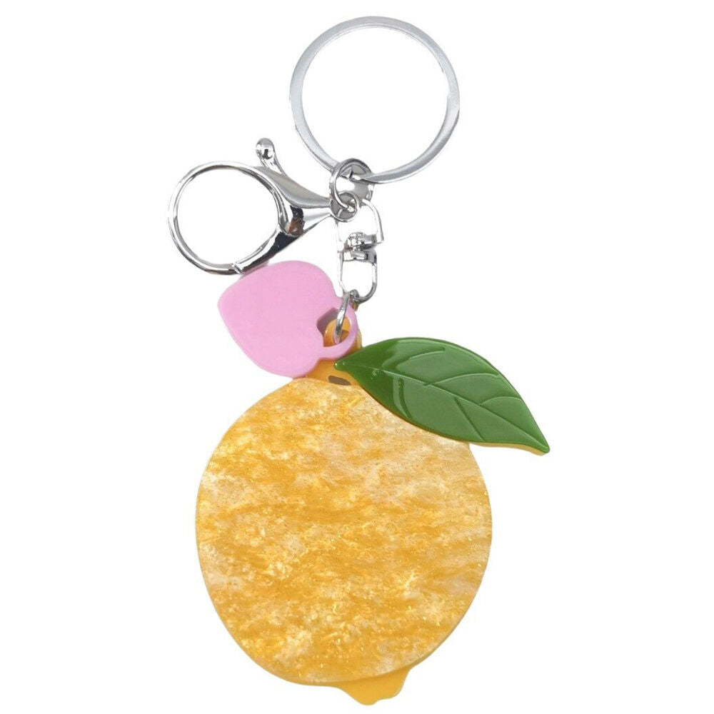2PK Urban Resin/Metal Iris Lemon Keyring Bag Charm Accessory Yellow