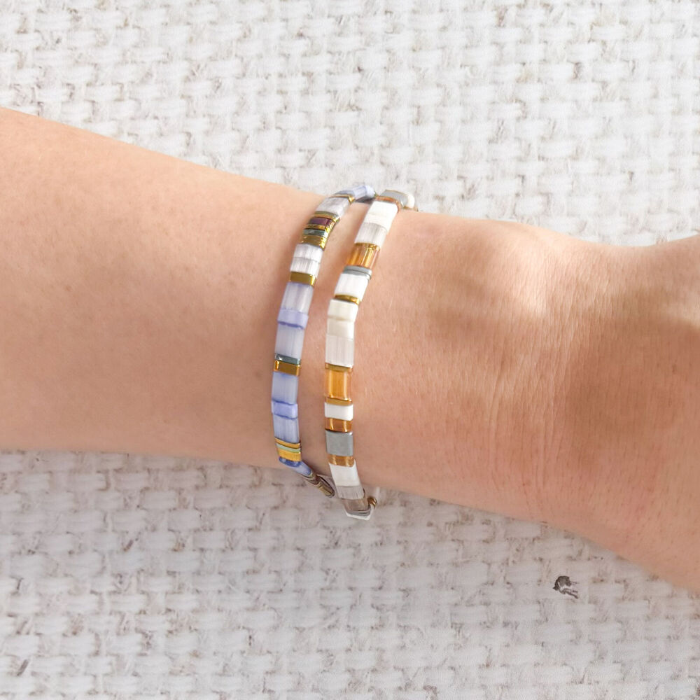 Urban Acrylic Journey Stretch Bracelet Women's Jewellery 16cm Grey/Gold