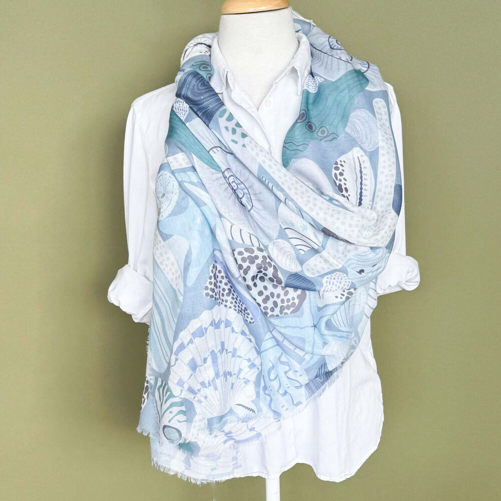Urban Tidal Silk-Feel Scarf Shawl Women's Accessory 90x180cm Blue