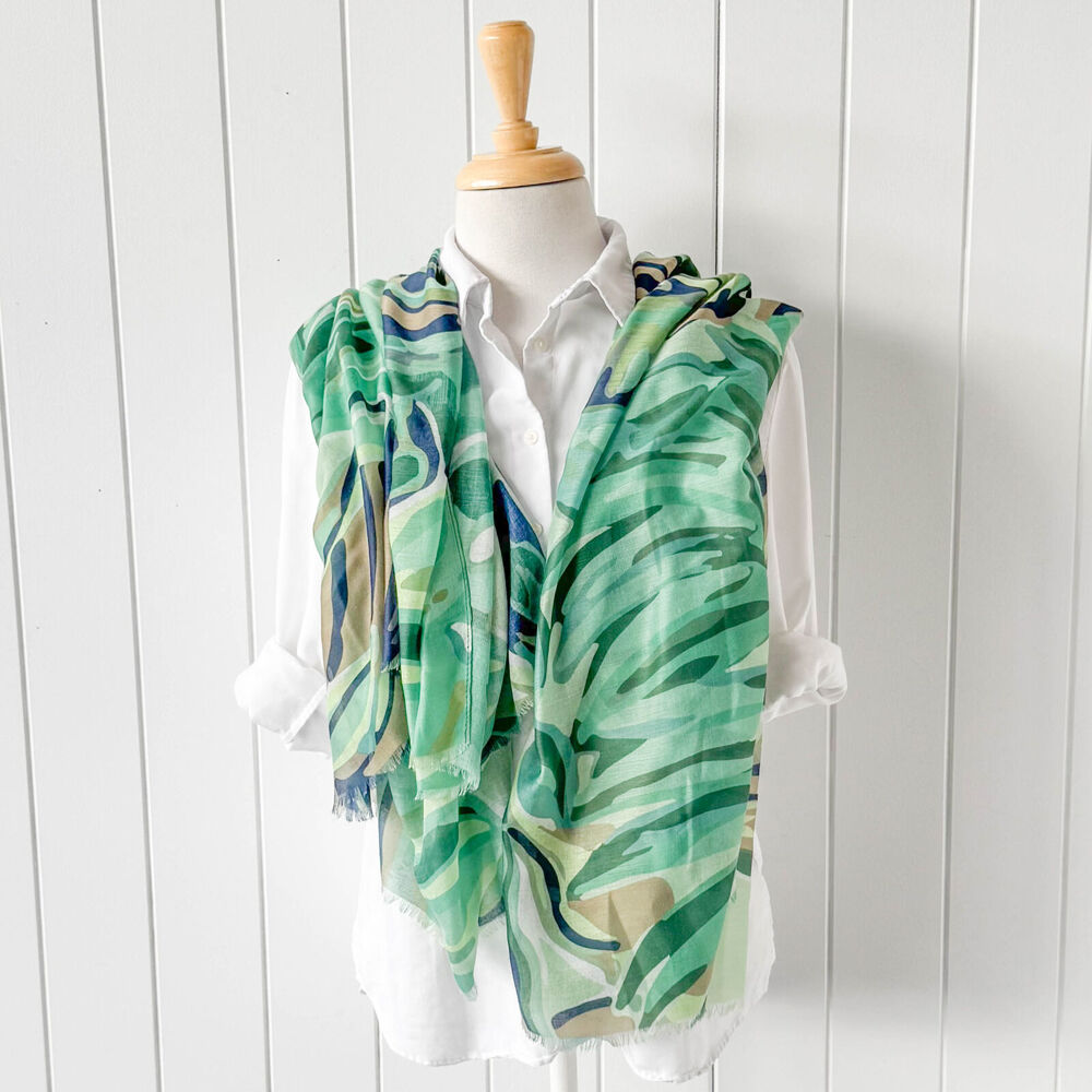 Urban Equator Silk-Feel Scarf Women's Accessory 90x180cm Green