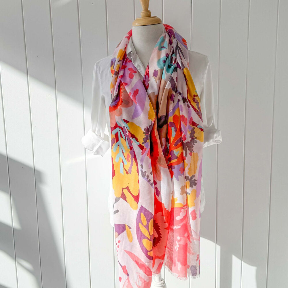 Urban Florence Silk-Feel Scarf Women's Accessory 180x90cm Orange/Multi
