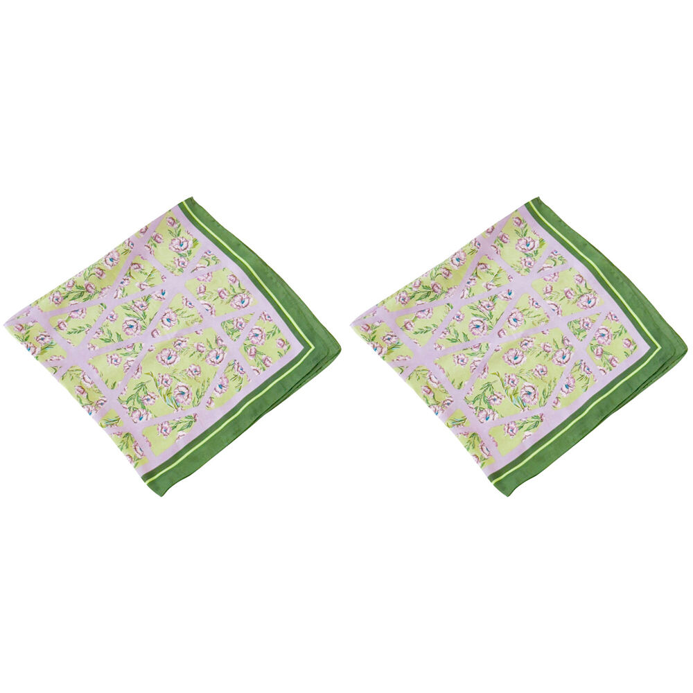 2PK Urban Marais Mini Square Silk-Feel Scarf Accessory 53x53cm Purple/Green