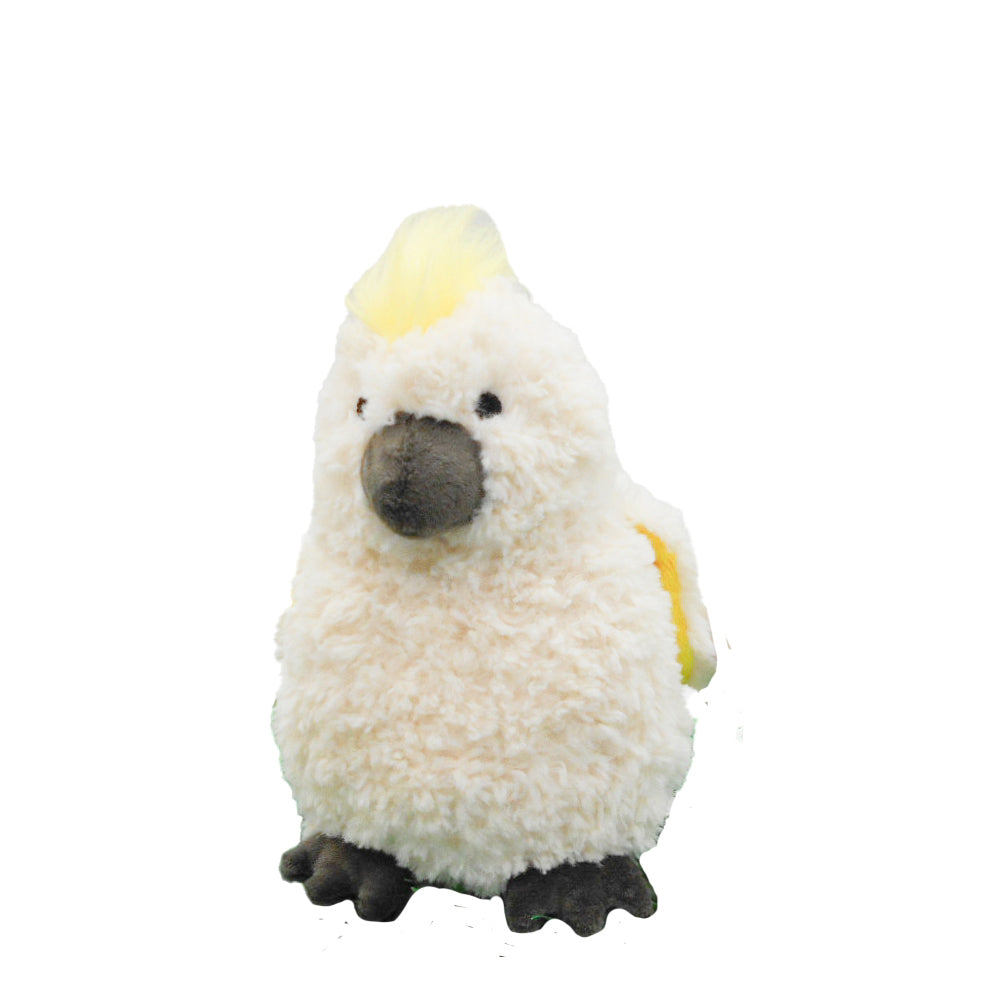 2PK Urban Products Curly 18cm Cockatoo Soft Fabric Animal Plush Toy - White 0M+