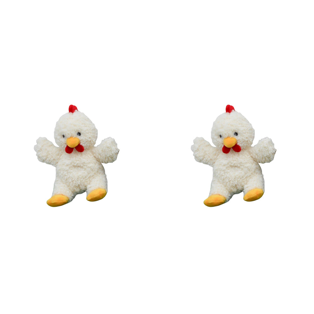 2PK Urban Products Curly 18cm Chicken Soft Fabric Animal Plush Toy - White 0M+