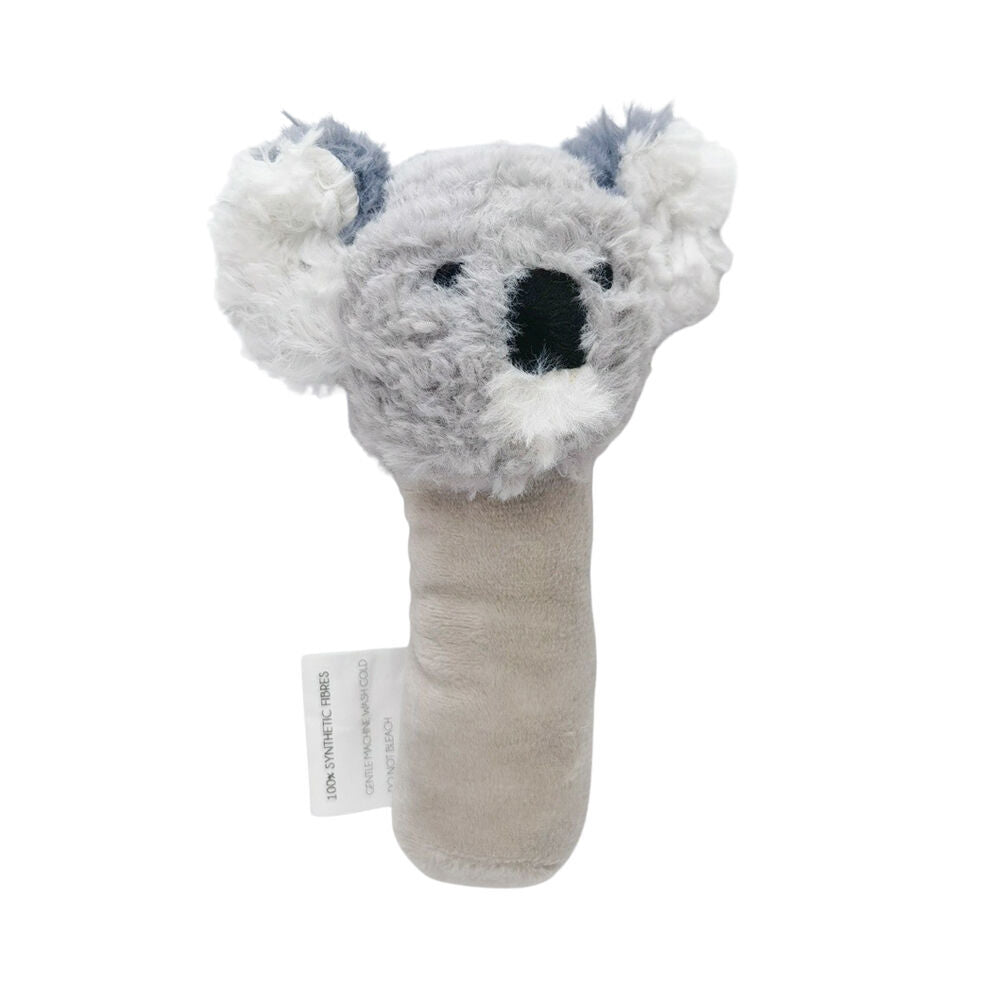 2PK Urban Curly Koala Baby Soft Toy Rattle 13cm - Grey