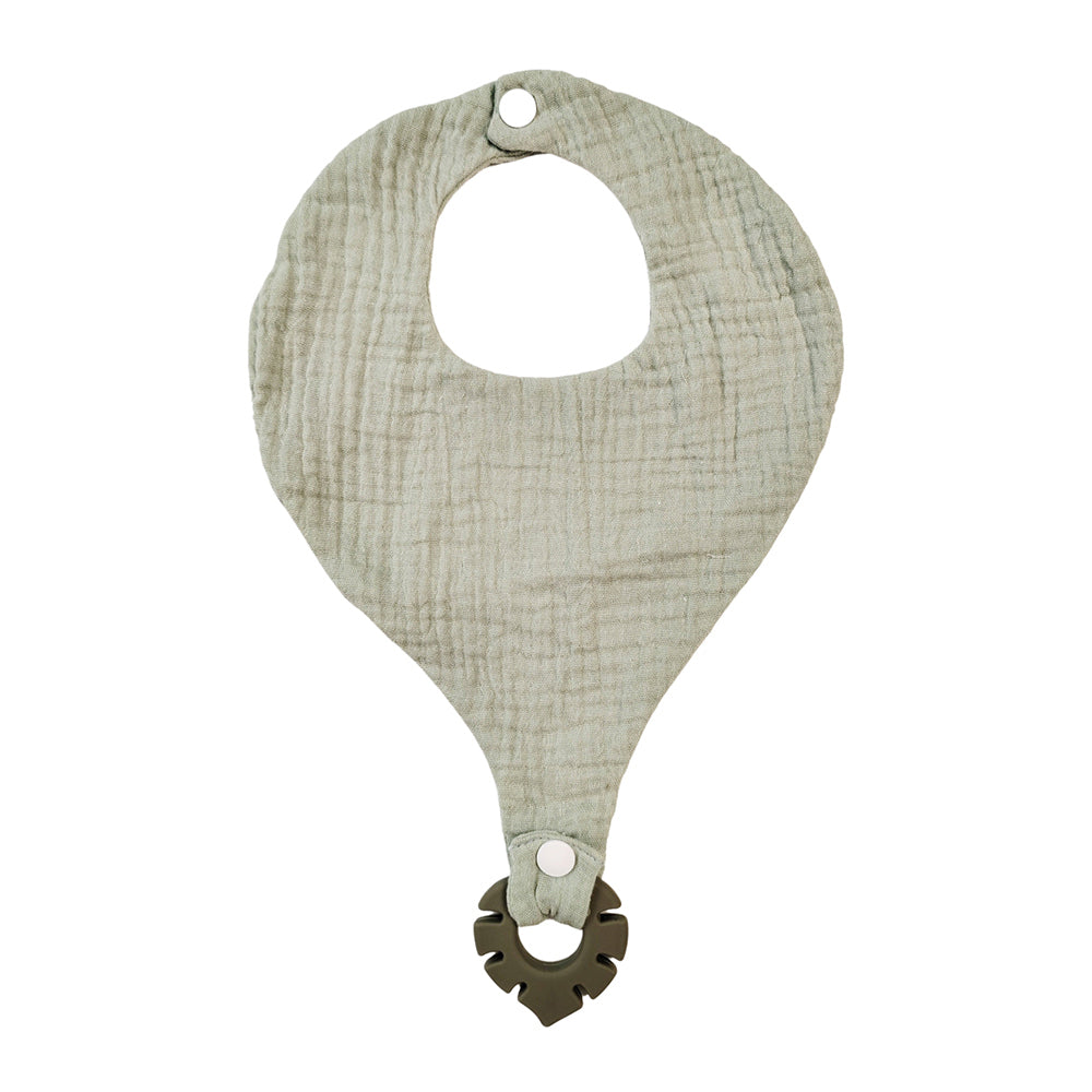 2x Urban Bubsy 20x28cm Cotton Bib w/ Silicone Teether - Sage