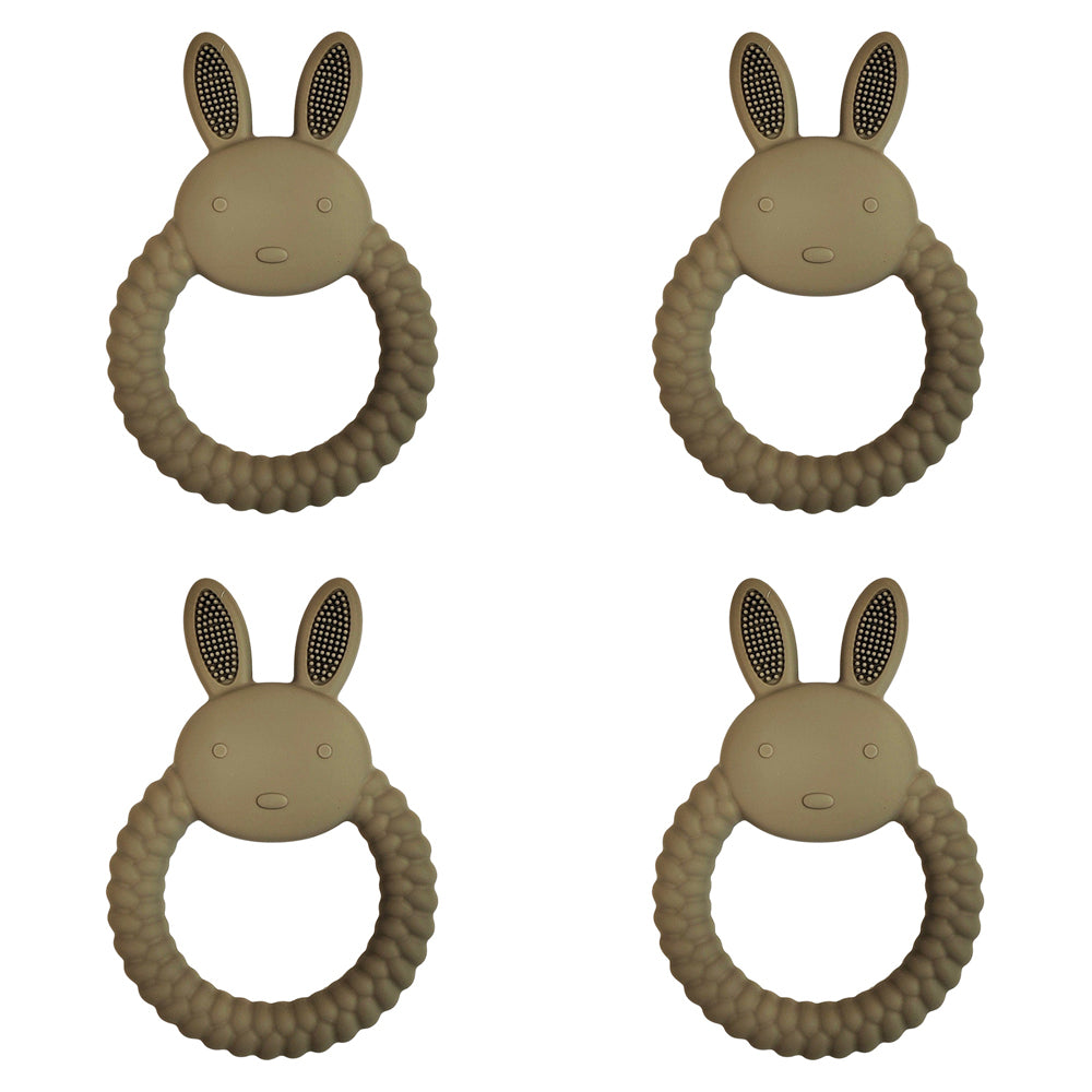 4x Urban Bunny 11cm Silicone Teether Ring Baby/Infant Toy - Green