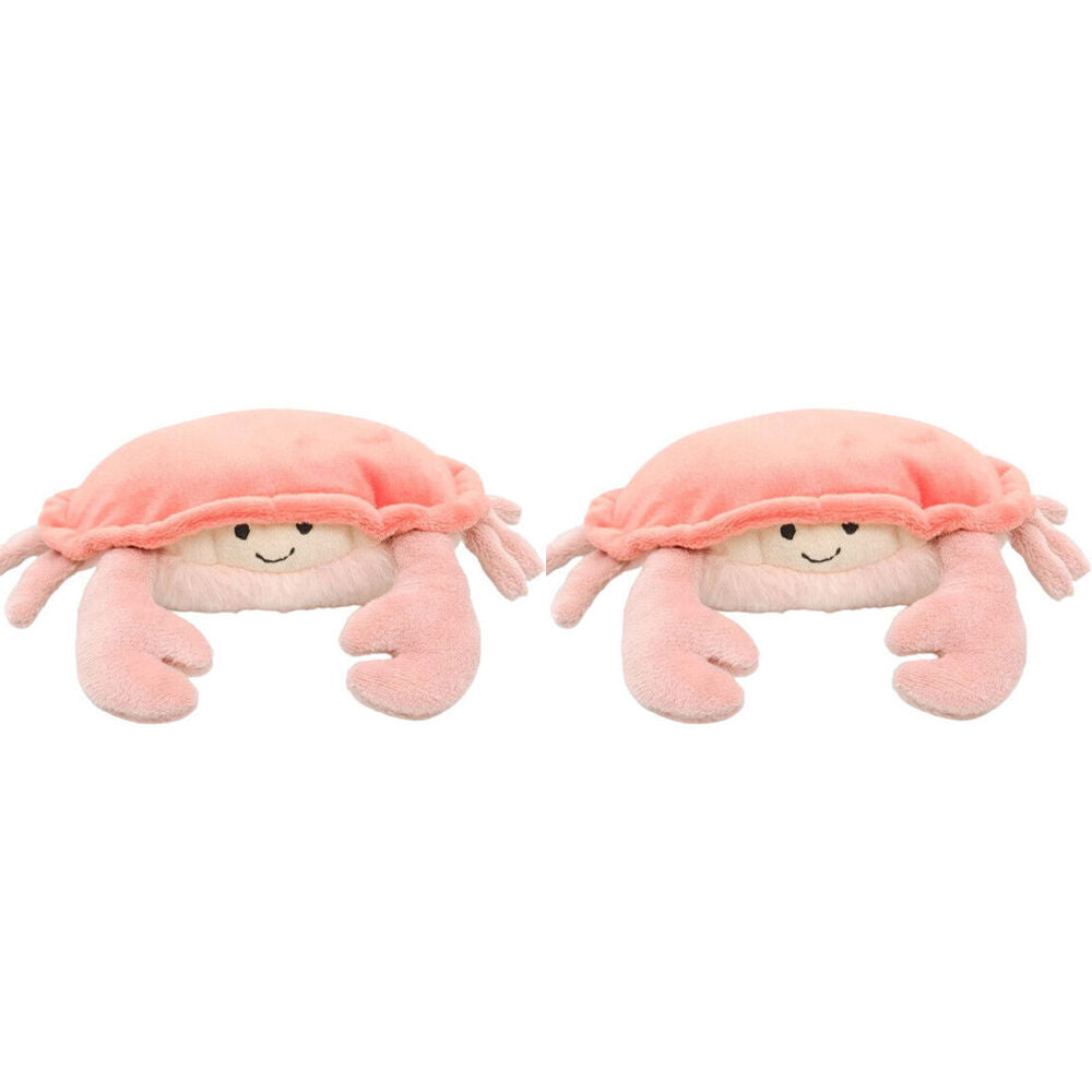 2PK Urban Crab Rattle Stuffed Animal Plush Baby Soft Toy 19cm Coral