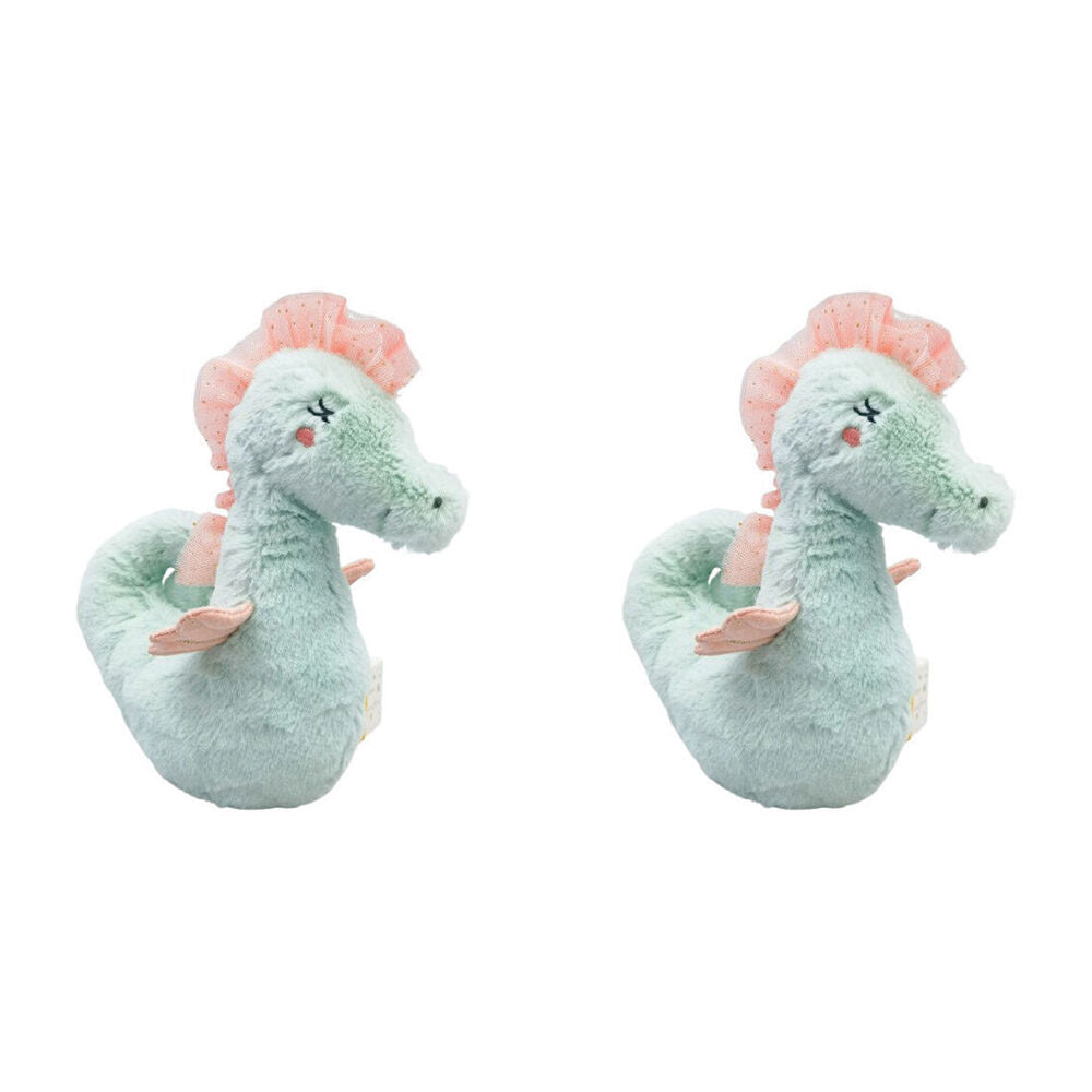 2PK Urban Seahorse Rattle Stuffed Animal Plush Baby Soft Toy 19cm Blue