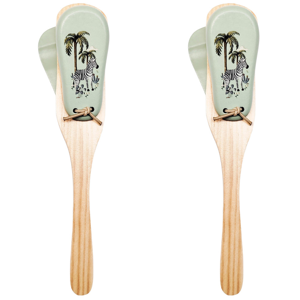2PK Urban Products Zebra Castanets Musical Toy Natural 20cm 10M+