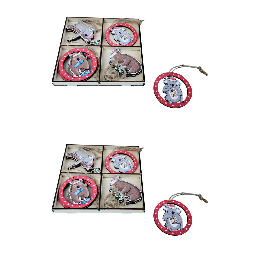 2x 8pc Urban Renee Treml Wombats Koalas Christmas Gift Box 6cm Brown/Red