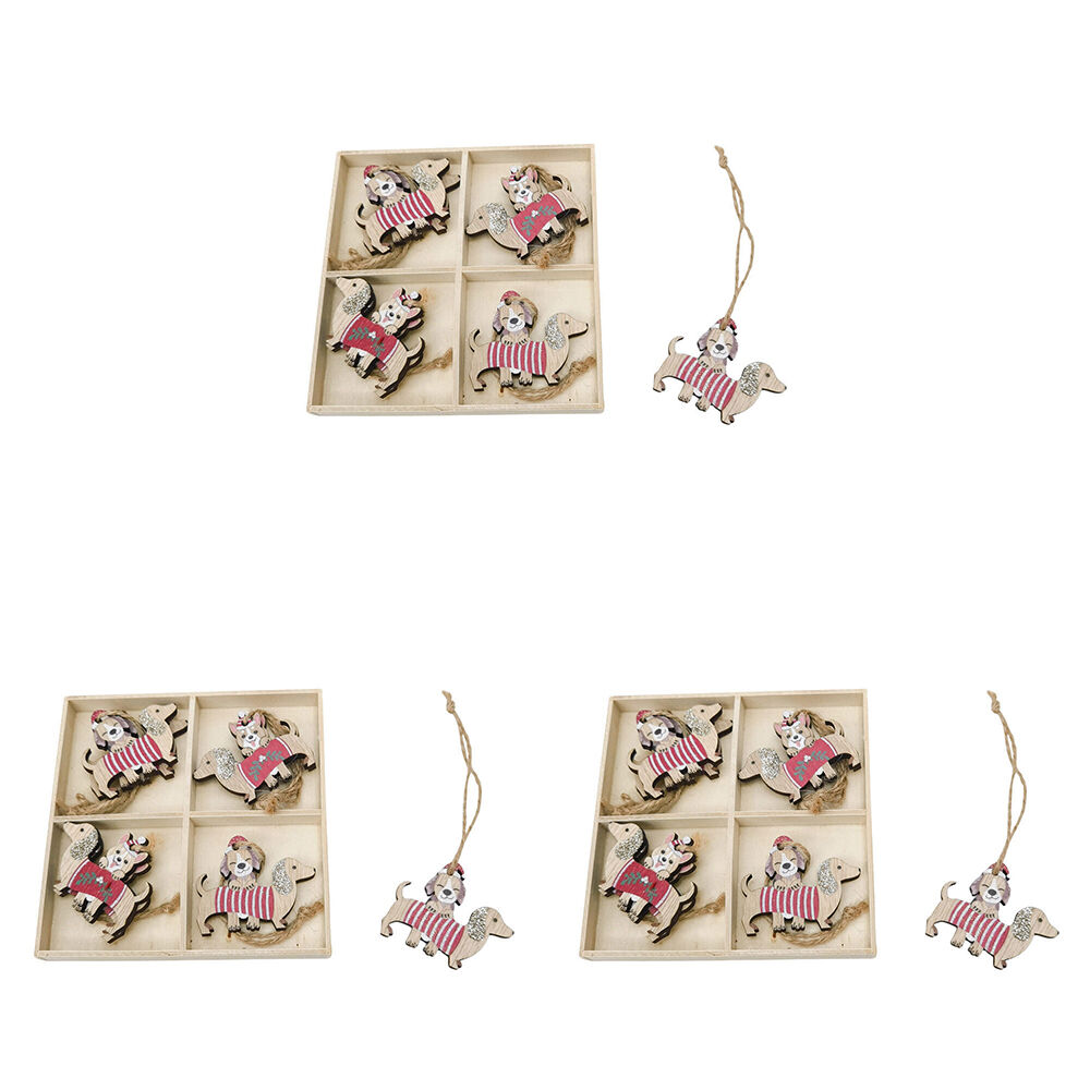 3x 8pc Urban Dash Dog Christmas Decorations Gift Box Set 6cm Red/Green