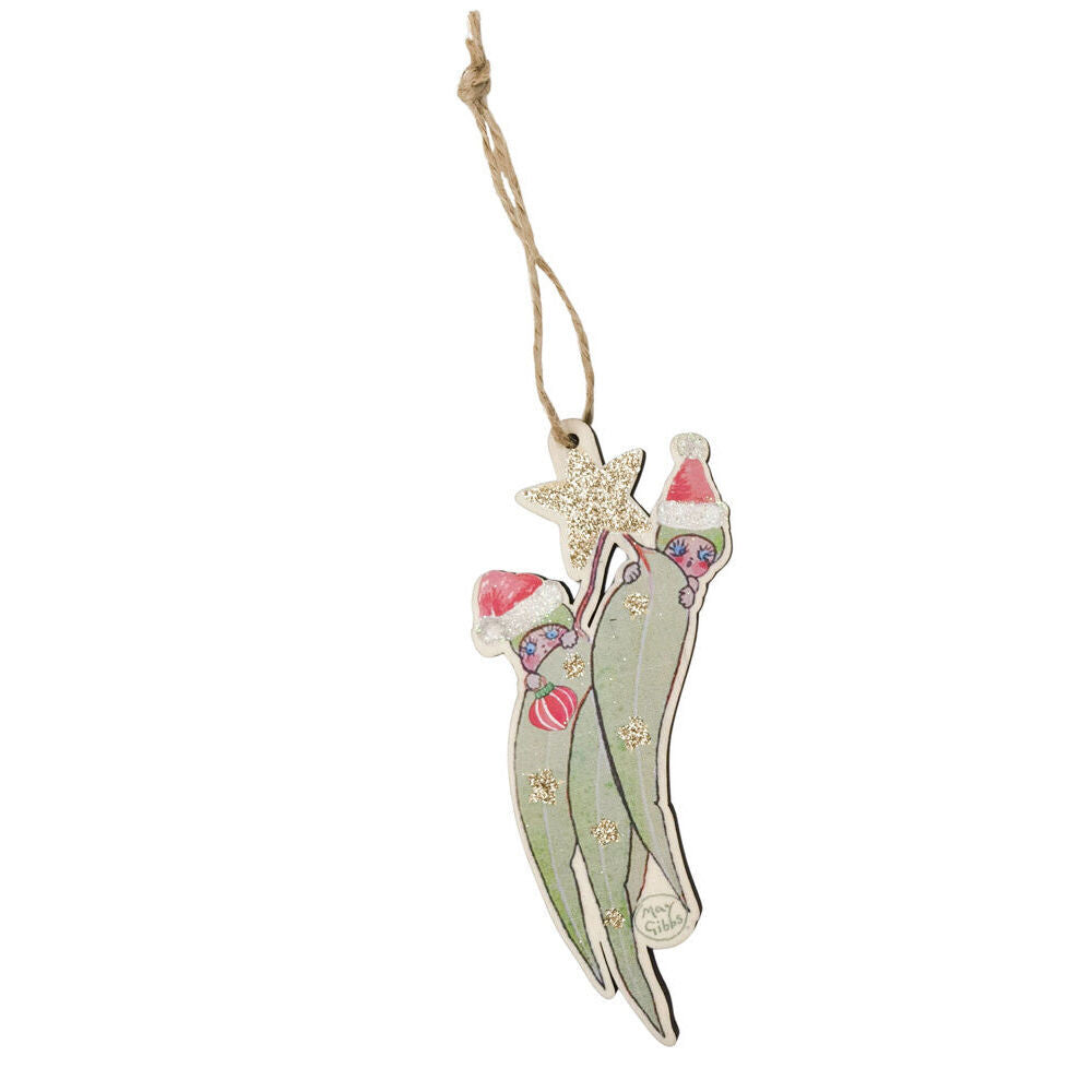 8PK Urban May Gibbs Gumnut Babies Leaves Hanging Decor 13cm Red/Green Assorted