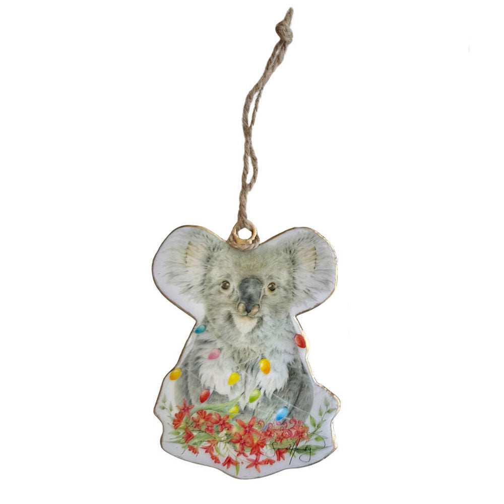 8PK Urban Popcorn Blue Koalas Hanging Christmas Decoration 10cm Grey/Red Assorted