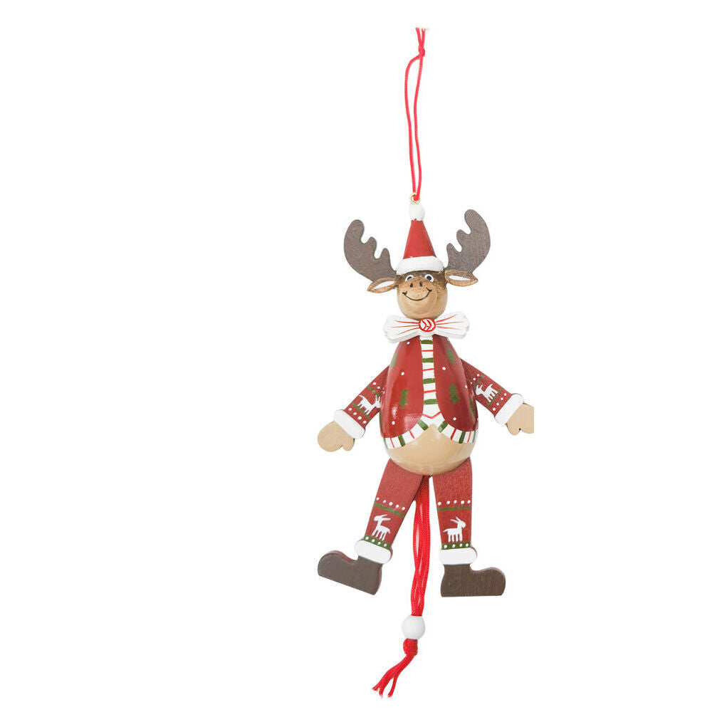 4PK Urban Santa/Reindeer Jumping Jack Hanging Decoration 16cm Red Assorted